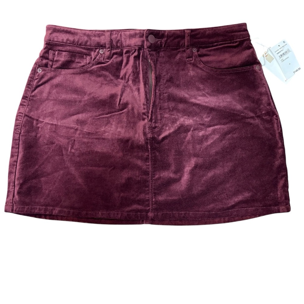 Good American Velvet OxBlood Burgundy Mini Skirt women’s sz 12 new nwt - Picture 2 of 10